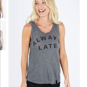 Sundry Always Late Notched Muscle Tee, Sz 0
